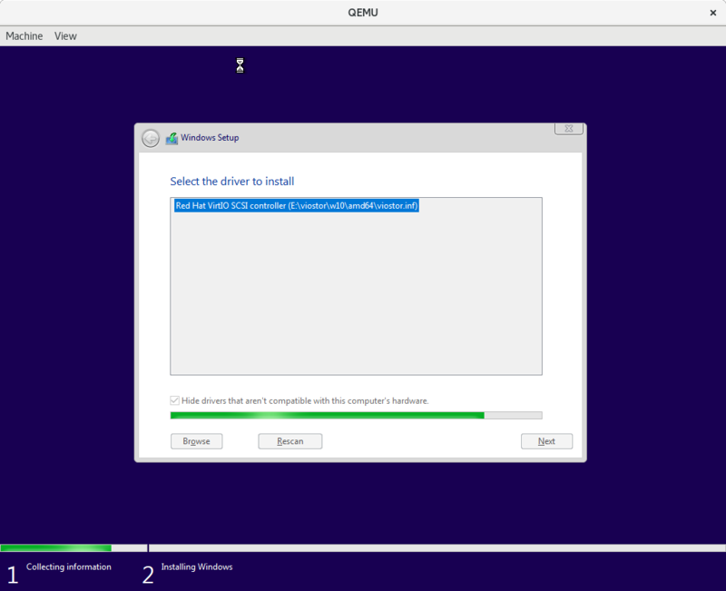 Windows 10 - Installing virtio storage driver