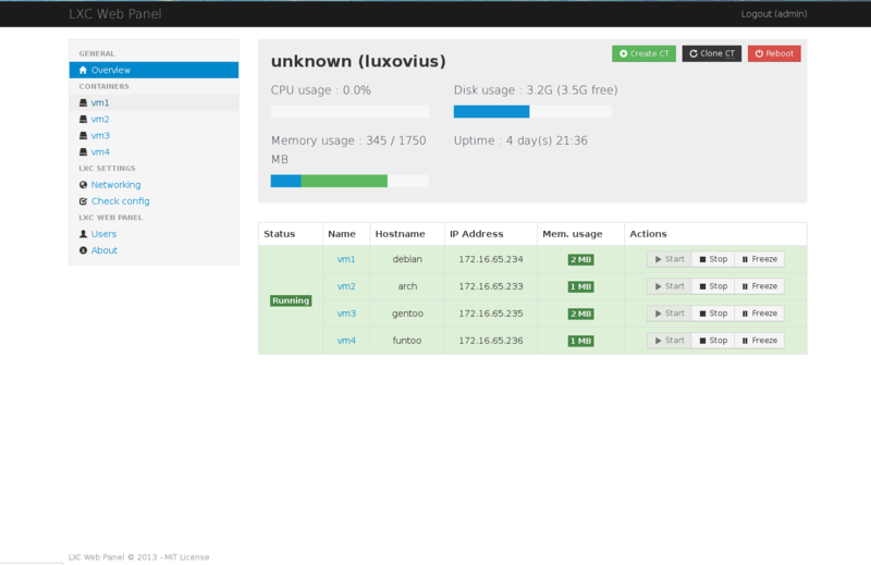 LXC Web Panel